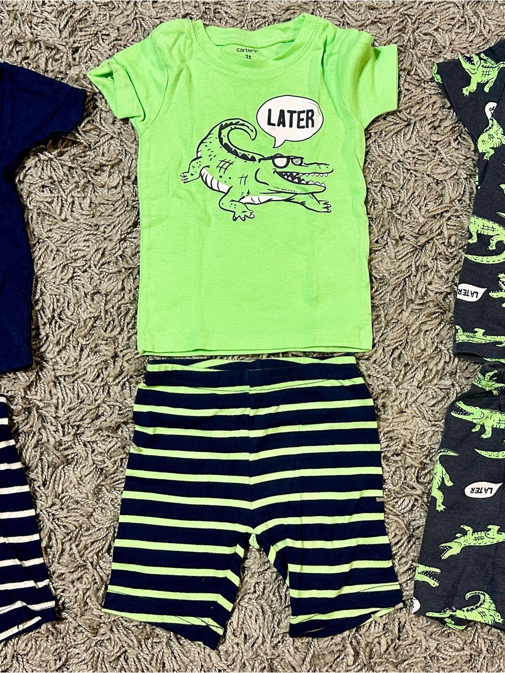 Carter's Lime Green Alligator 'Later' Short Pajama Set